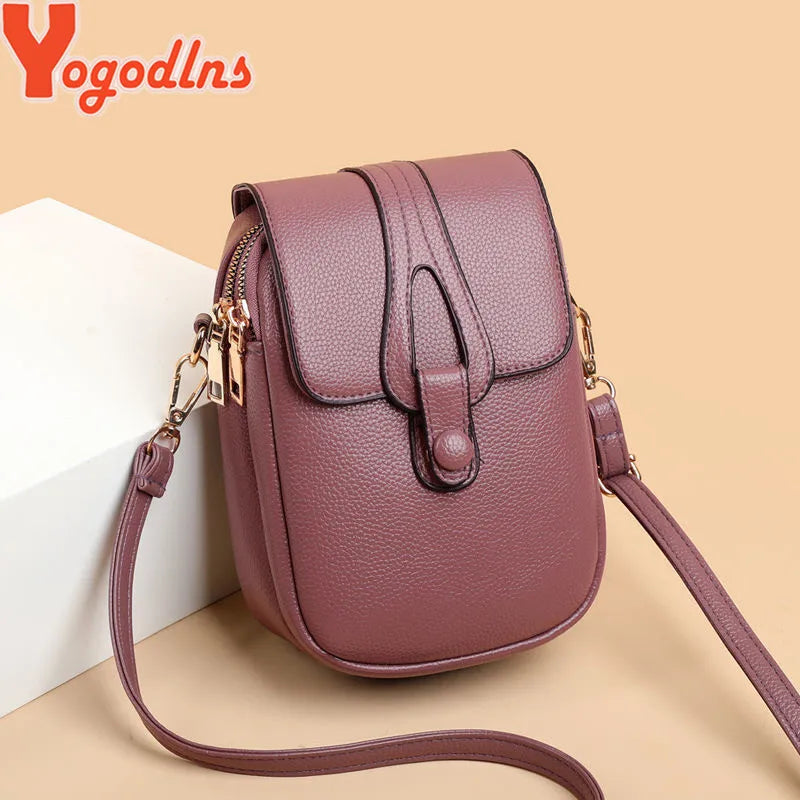 Simple Shoulder Bag for Women PU Leather Crossbody Bag Multi-layer Messenger Handbag and Purse Flap Phone Bag Bolsa sac